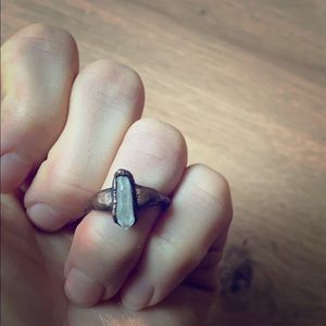 Quartz Raw Crystal Copper Ring Size 4.5